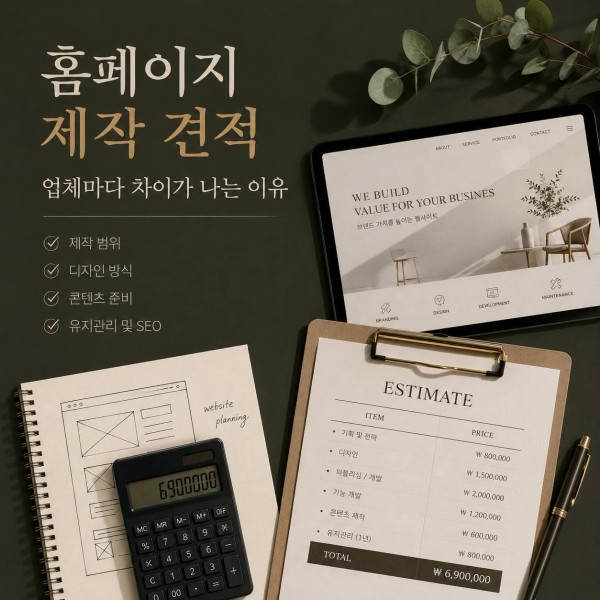 홈페이지 제작 견적 및 비용 업체마다 차이가 나는 이유는? 대표 이미지