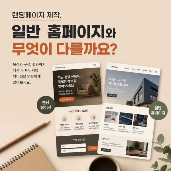 랜딩페이지 제작이 필요한 상황과 일반 홈페이지의 차이 대표 이미지